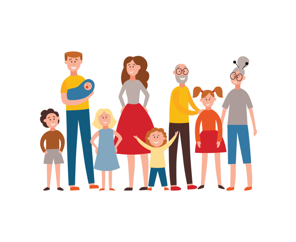 membros da família em espanhol-pai, mãe, filhos, irmãos, avôs
