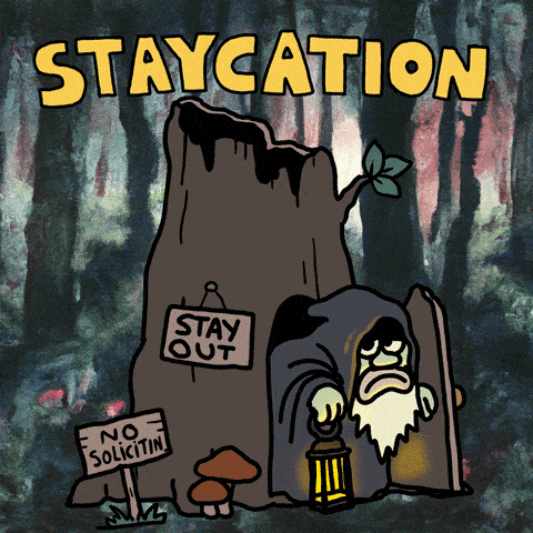O que significa "staycation" em inglês? staycation, influx, stay out,